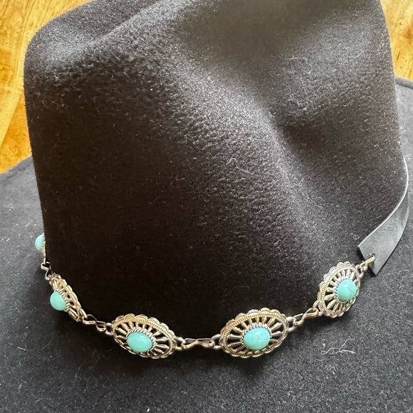 Frye Black and Blue Western Hat with Turquoise Accents - Picture 5 of 7
